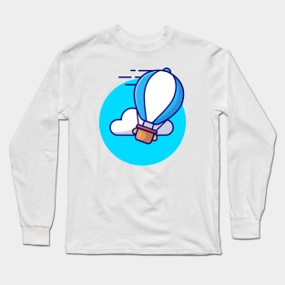 Hot Air Balloon Cartoon Vector Icon Illustration (2) Long Sleeve T-Shirt